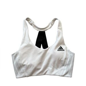Adidas White and Black Sports Bra with Racerback Design -Size XS